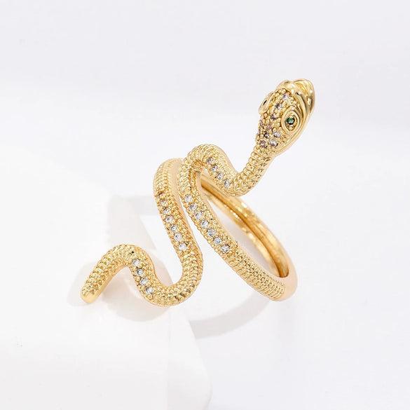Wholesale Women's Copper Snakeshaped Geometric Microinlay Open Ring