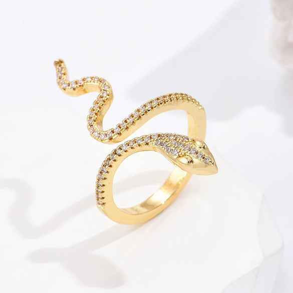 Wholesale Women's Copper Snakeshaped Geometric Microinlay Open Ring