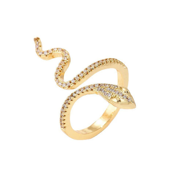 Wholesale Women's Copper Snakeshaped Geometric Microinlay Open Ring