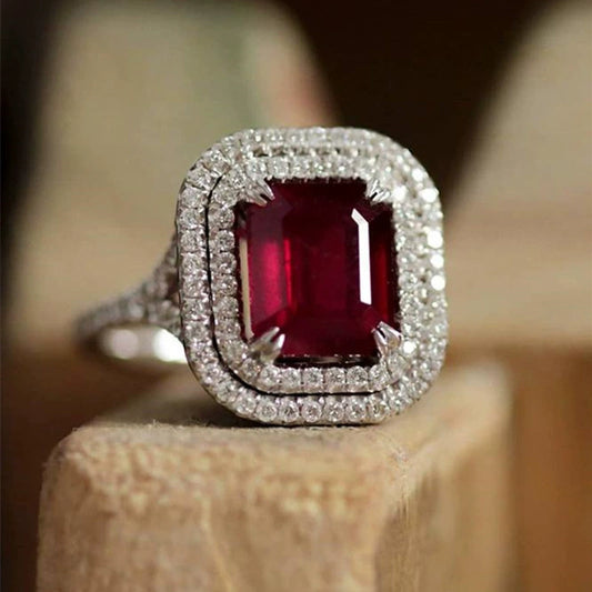Wholesale Women's Copper Square Geometric Zircon Engagement Proposal Ring