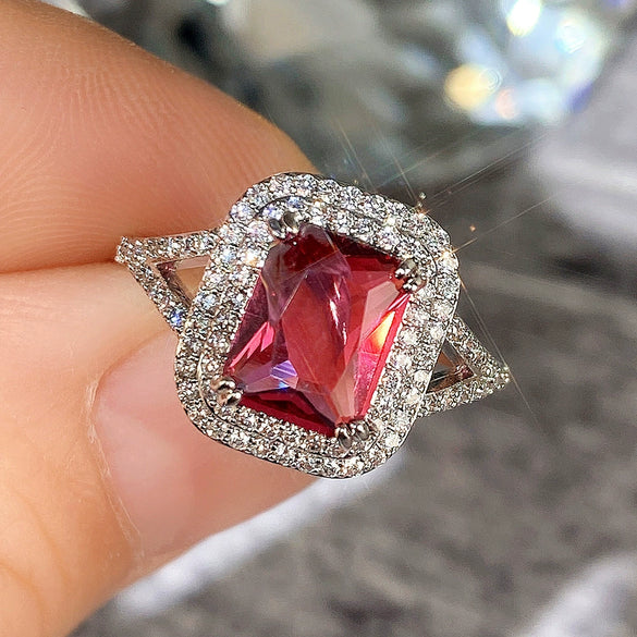 Wholesale Women's Copper Square Geometric Zircon Engagement Proposal Ring