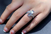 Wholesale Women's Copper Square Ring Inlaid With Rainbow Gemstone And Zircon