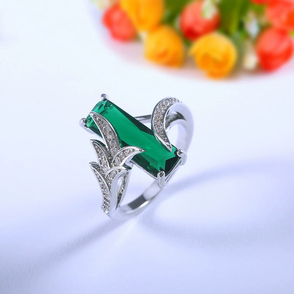 Wholesale Women's Copper Square Ring Inlaid With Rainbow Gemstone And Zircon