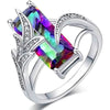 Wholesale Women's Copper Square Ring Inlaid With Rainbow Gemstone And Zircon