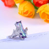 Wholesale Women's Copper Square Ring Inlaid With Rainbow Gemstone And Zircon
