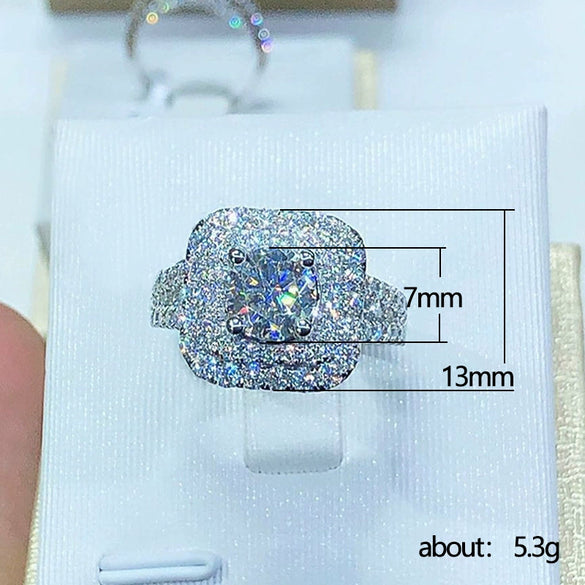 Wholesale Women's Copper Square Ring With Four Claw Inlaid Zircon And Geometric Design