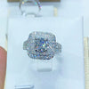 Wholesale Women's Copper Square Ring With Four Claw Inlaid Zircon And Geometric Design
