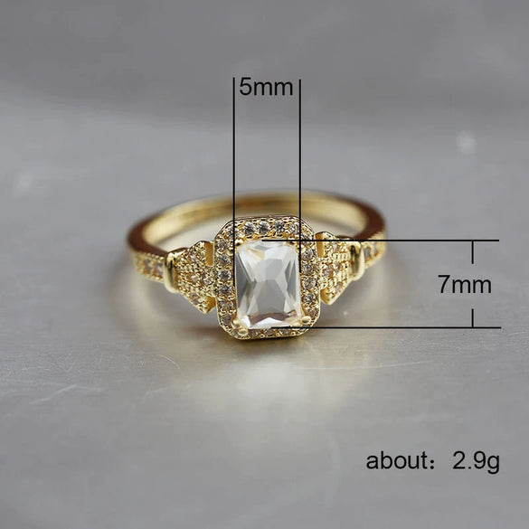 Wholesale Women's Copper Square Zircon Micro Set Geometric Ring