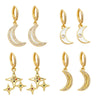 Wholesale Women's Copper Star Moon Earrings