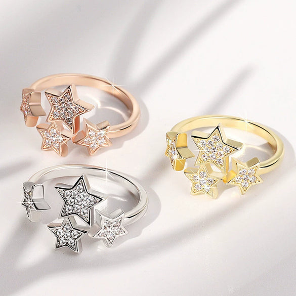 Wholesale Women's Copper Star Ring With Zircon Design