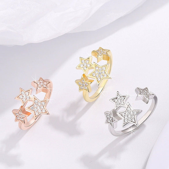 Wholesale Women's Copper Star Ring With Zircon Design