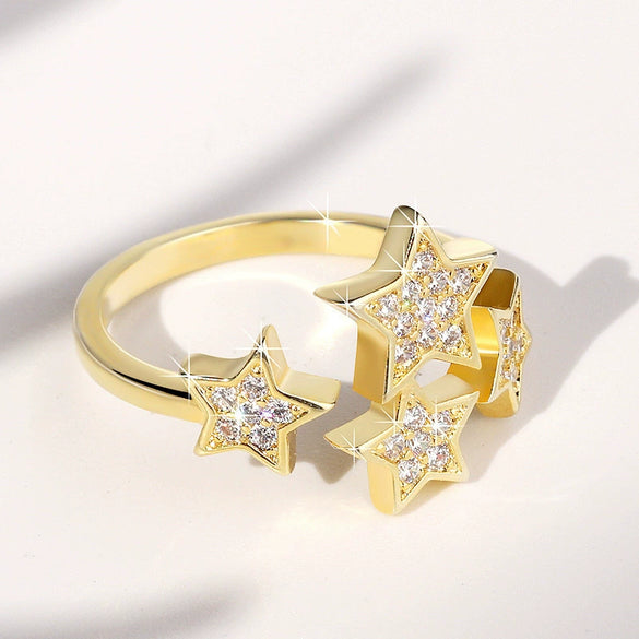 Wholesale Women's Copper Star Ring With Zircon Design
