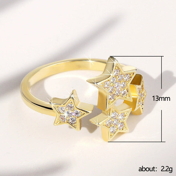 Wholesale Women's Copper Star Ring With Zircon Design