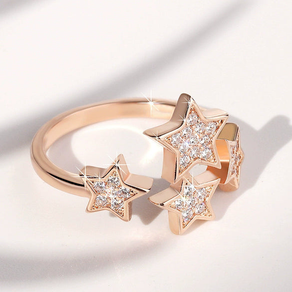 Wholesale Women's Copper Star Ring With Zircon Design