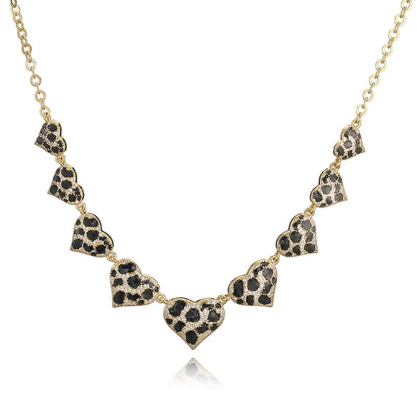 Wholesale Women's Copper Starshaped Retro Hiphop Snake Print Leopard Print Love Necklace With Dripping Oil Design