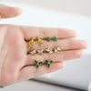 Wholesale Women's Copper Stud Earrings With Zircon Inlay And Animal Zodiac Pattern