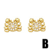 Wholesale Women's Copper Stud Earrings With Zircon Inlay And Animal Zodiac Pattern