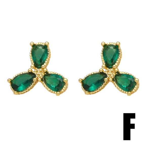 Wholesale Women's Copper Stud Earrings With Zircon Inlay And Animal Zodiac Pattern