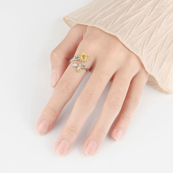 Wholesale Women's Copper Sunflower Ring With Geometric Pattern And Electroplating Process