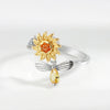 Wholesale Women's Copper Sunflower Ring With Geometric Pattern And Electroplating Process