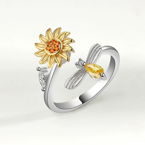 Wholesale Women's Copper Sunflower Ring With Geometric Pattern And Electroplating Process
