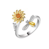 Wholesale Women's Copper Sunflower Ring With Geometric Pattern And Electroplating Process