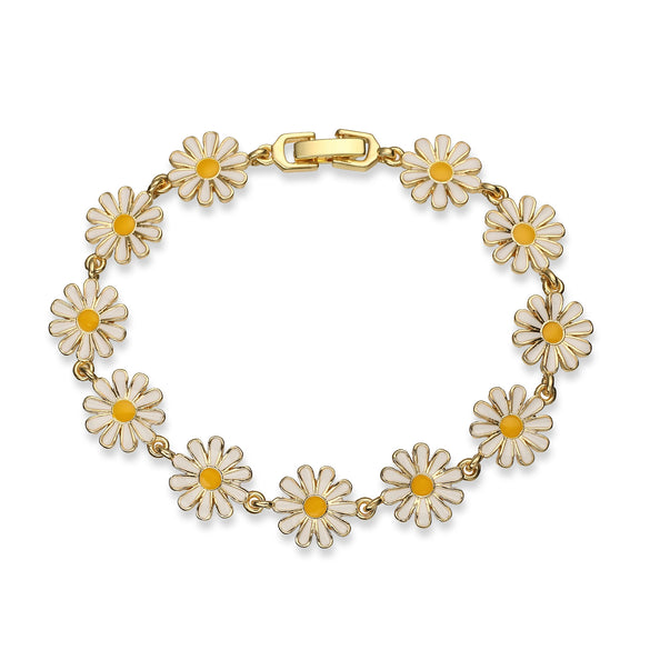 Wholesale Women's Copper Sweet Style Flower Shape Oil Dropping Bracelet