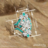 Wholesale Women's Copper Threepiece Ring Set Futuristic Techinspired With Rhombus Geometric Design Set With Zirconia