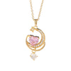 Wholesale Women's Copper Titanium Steel Heart Shape Pendant Necklace With Mixed Gemstone Inlay Electroplating Light Luxury Style O Chain