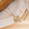 Wholesale Women's Copper Titanium Steel Love Simple Temperament Peach Heart Pendant Doublesided Clavicle Chain Jewelry With Electroplating And Mixed Gemstone Inlay