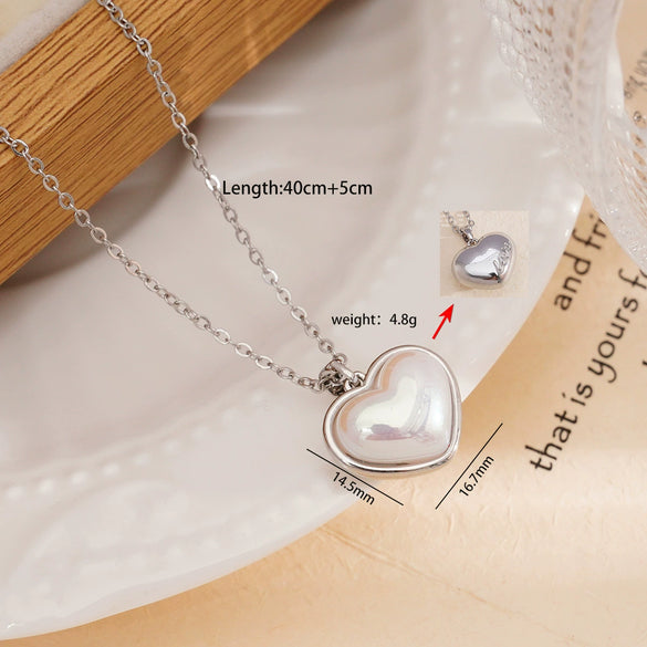 Wholesale Women's Copper Titanium Steel Love Simple Temperament Peach Heart Pendant Doublesided Clavicle Chain Jewelry With Electroplating And Mixed Gemstone Inlay