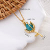 Wholesale Women's Copper Titanium Steel Necklace With Mixed Gemstone Inlay Tulip Pendant And Electroplating Treatment Light Luxury Style