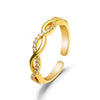 Wholesale Women's Copper Twist Open Ring With Micro Inlaid Artificial Gem And Semiprecious Stone