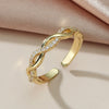 Wholesale Women's Copper Twist Open Ring With Micro Inlaid Artificial Gem And Semiprecious Stone