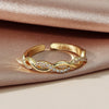 Wholesale Women's Copper Twist Open Ring With Micro Inlaid Artificial Gem And Semiprecious Stone
