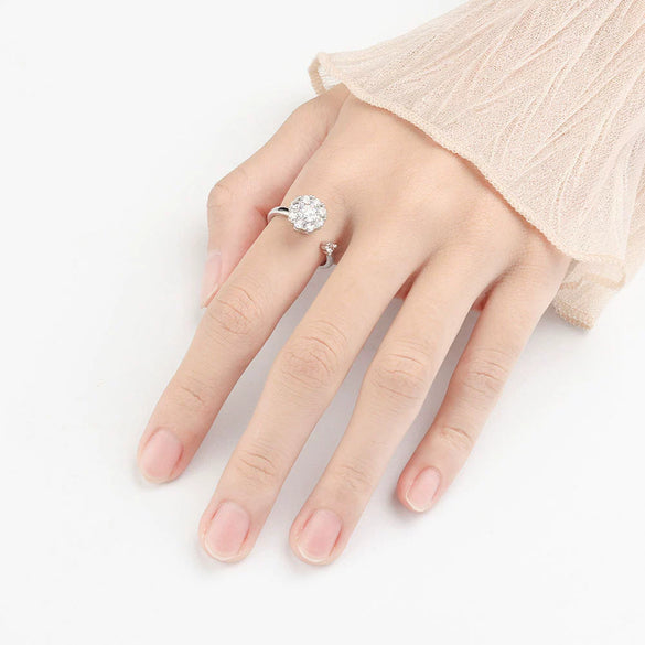Wholesale Women's Copper Universal Rotating Fidget Anxiety Relief Opening Adjustable Ring With Geometric Style