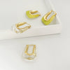 Wholesale Women's Copper Ushaped Colorful Resin Earrings With Electroplating