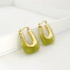 Wholesale Women's Copper Ushaped Colorful Resin Earrings With Electroplating