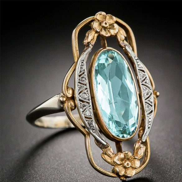Wholesale Women's Copper Vintage Palace Style Hollow Flower Inlaid Zircon Ring And Bracelet Accessories