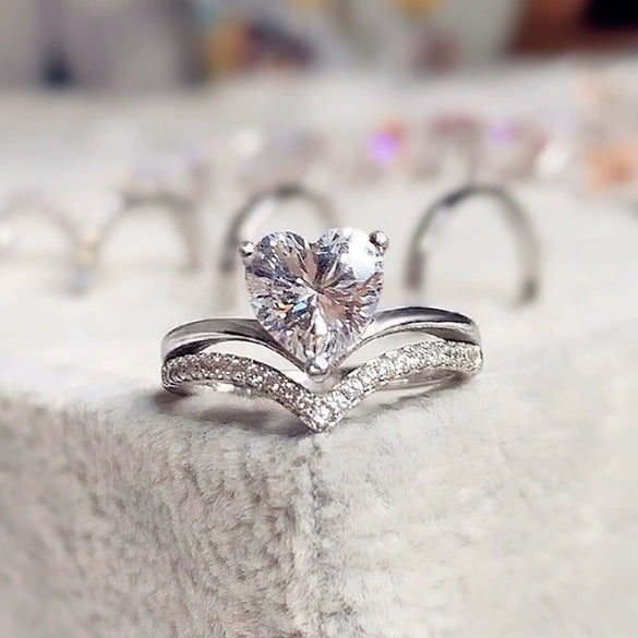 Wholesale Women's Copper Vshaped Heart Micropaved Love Ring