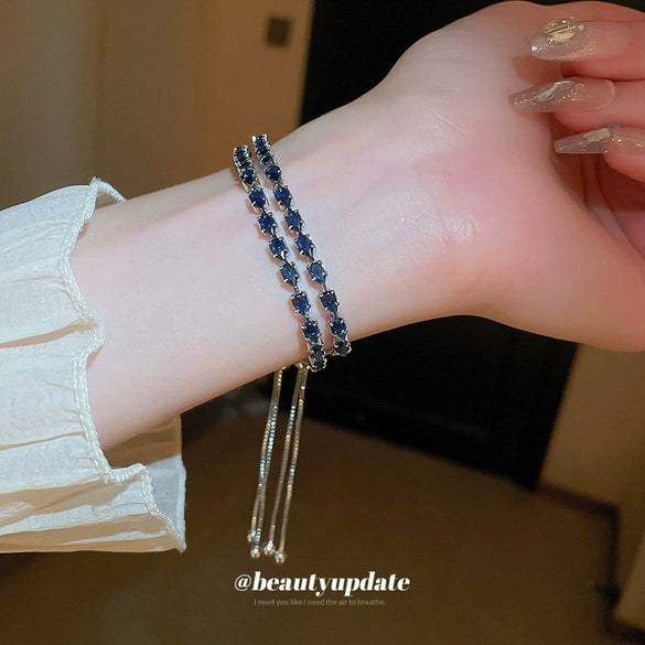 Wholesale Women's Copper Water Drop Geometric Zircon Inlaid Pull Out Bracelet With Light Luxury And High Sense Design