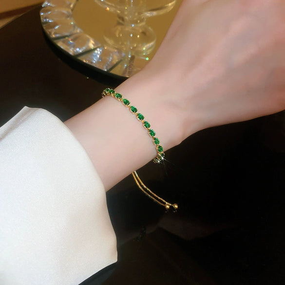 Wholesale Women's Copper Water Drop Geometric Zircon Inlaid Pull Out Bracelet With Light Luxury And High Sense Design