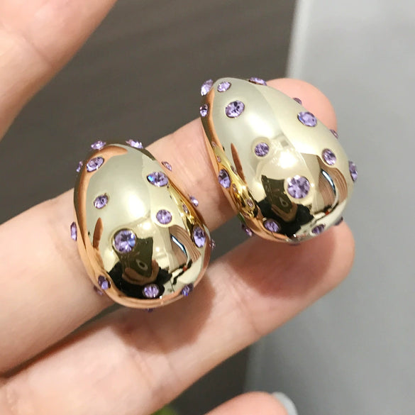 Wholesale Women's Copper Water Drop Shape Zircon Earrings