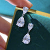 Wholesale Women's Copper Water Drop Shaped Zircon Earrings