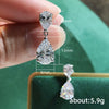 Wholesale Women's Copper Water Drop Shaped Zircon Earrings