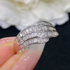 Wholesale Women's Copper Wave Geometric Zirconia Inlaid Ring Light Luxury Jewelry