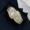 Wholesale Women's Copper Wave Geometric Zirconia Inlaid Ring Light Luxury Jewelry