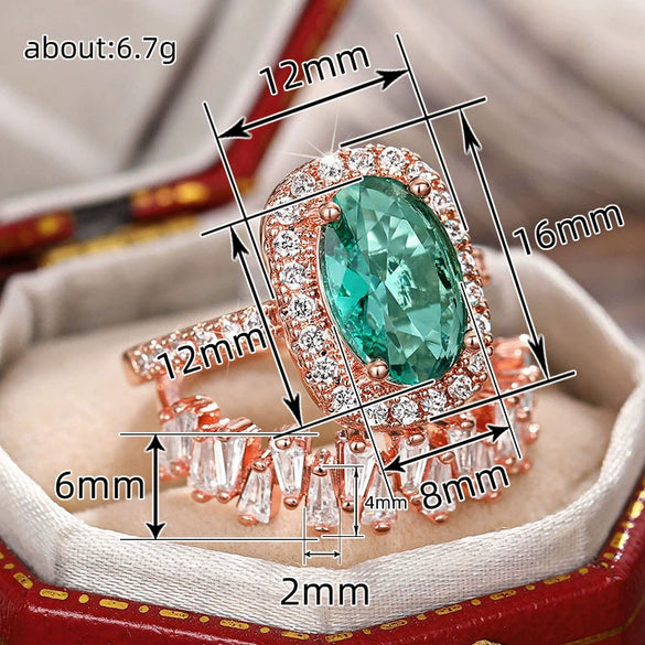 Wholesale Women's Copper Wedding Ring Trapezoidal Geometric Retro Luxury With Zircon