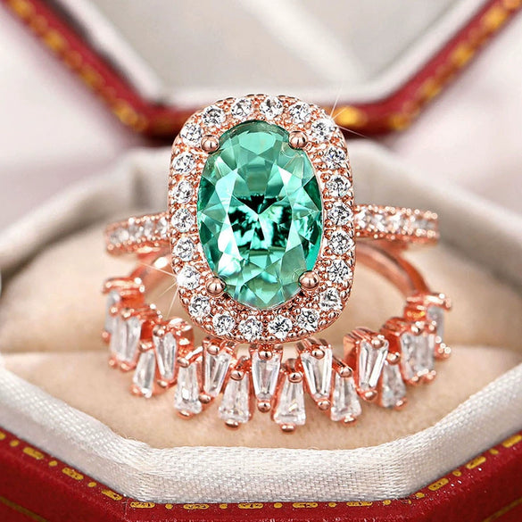 Wholesale Women's Copper Wedding Ring Trapezoidal Geometric Retro Luxury With Zircon