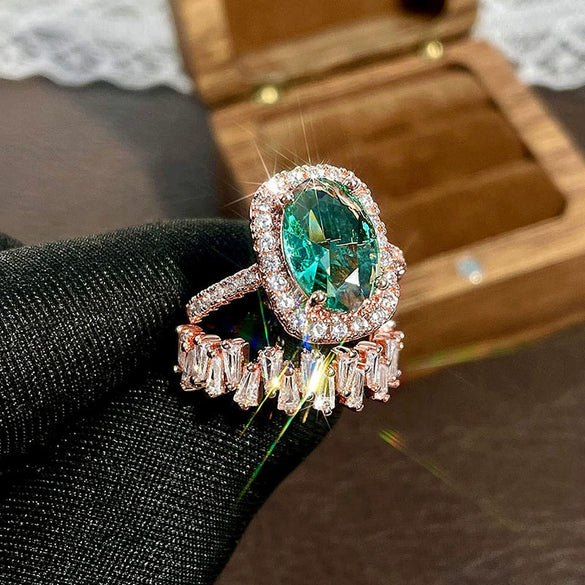Wholesale Women's Copper Wedding Ring Trapezoidal Geometric Retro Luxury With Zircon